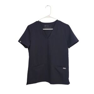 FIGS Casma Three Pocket Scrub Top‎ Women's XS Quiet Navy V-Neck Medical
